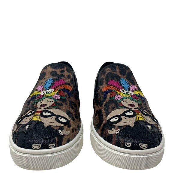 Rare New Dolce & Gabbana Leather Leopard #DGFamily Y2K Slip On Loafers Sneakers - Picture 6 of 16